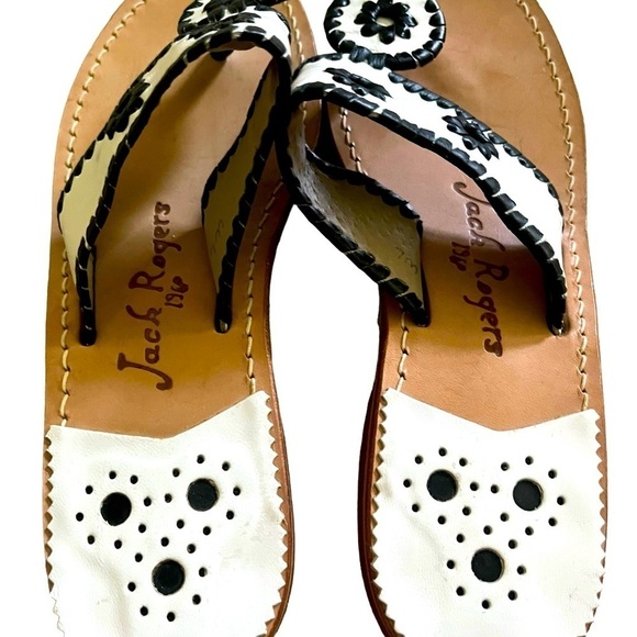JACK ROGERS White/Black Flat Sandals‎ - Picture 3 of 4
